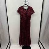 R&M Richards Women's Size 12P maroon Sequins Gown/Evening Wear