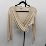Sozy Women's Size M Beige Ribbed Long Sleeve Shirt