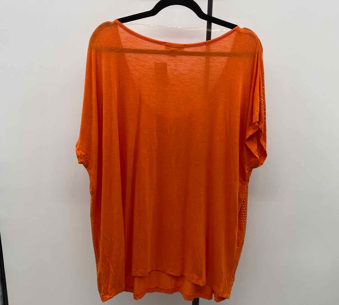 Live and Let Live Women's Size 2X Orange Beaded Short Sleeve Shirt