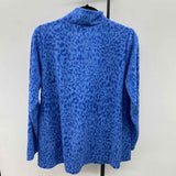 Susan Graver Women's Size M Blue Animal Print Long Sleeve Shirt