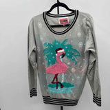 tipsyelves Women's Size L Gray Flamingo Sweater