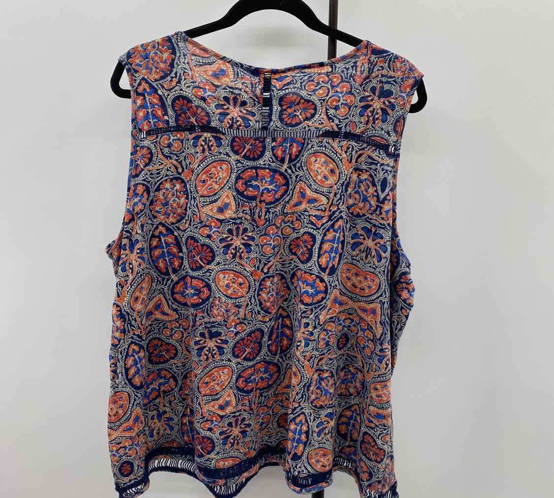 Lucky Brand Women's Size 2X Navy Abstract Sleeveless Shirt