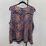 Lucky Brand Women's Size 2X Navy Abstract Sleeveless Shirt