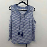 Talbots Women's Size XL Royal Blue Floral Sleeveless Shirt