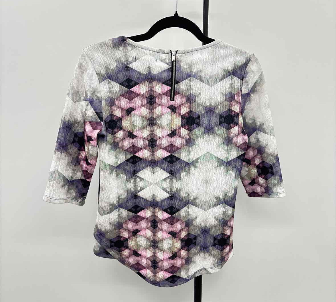 Bar III Women's Size S Multi-Color Geometric Long Sleeve Shirt