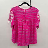savanna jane Women's Size 1X Fuschia Floral Short Sleeve Shirt