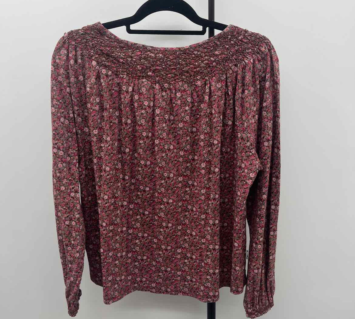Lucky Brand Women's Size L Pink Floral Long Sleeve Shirt