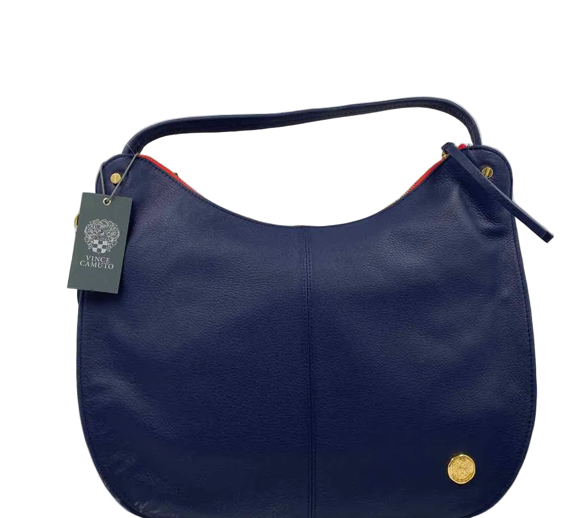 NWT VINCE CAMUTO Navy Blue Pebble Leather Shoulder HOBO Bag Purse