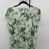 Tahari Women's Size L Green Floral Short Sleeve Shirt