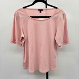 Talbots Women's Size LP Pink Ribbed Short Sleeve Shirt