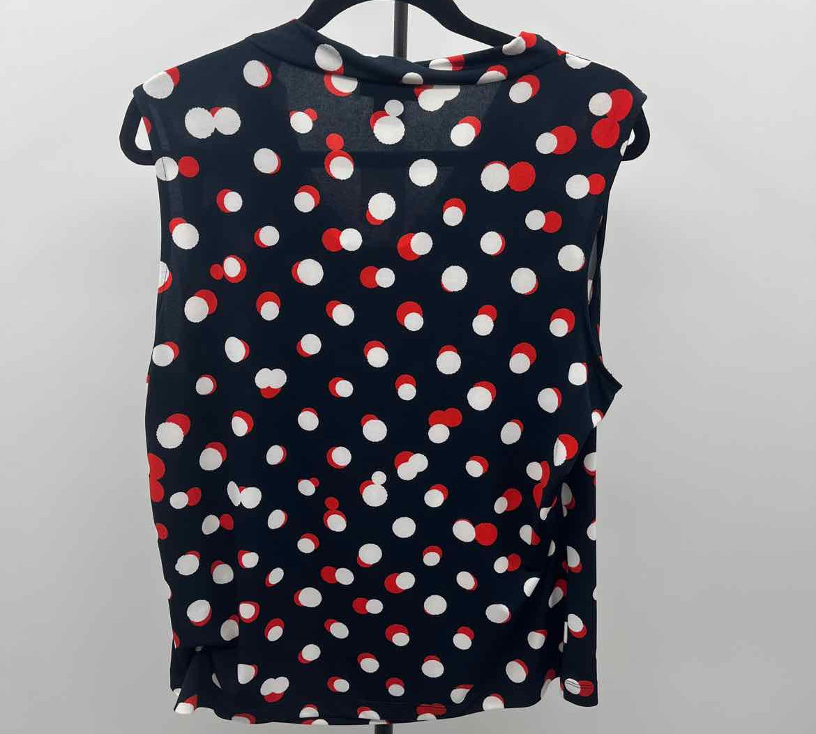 Nue Options Women's Size XL Navy dotted Sleeveless Shirt