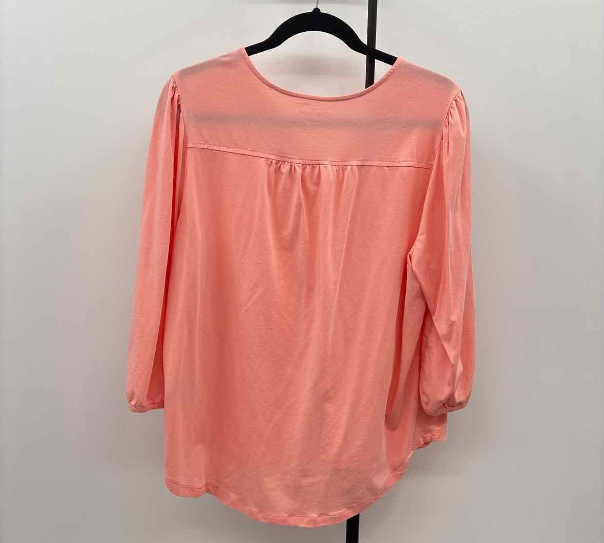 Lands End Women's Size L Peach Solid Long Sleeve Shirt