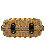 Bottom PATRICIA NASH Woven Natural Wicker & Leather LUCENA Frame Satchel Purse