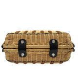 Bottom PATRICIA NASH Woven Natural Wicker & Leather LUCENA Frame Satchel Purse