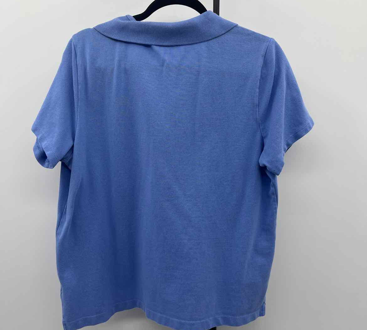 Lands End Women's Size L Blue Solid Short Sleeve Shirt
