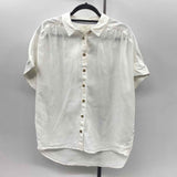 J Crew Women's Size M White Solid Short Sleeve Shirt