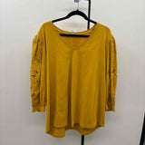 Chico's Women's Size XXL Mustard Yellow Embroidered Long Sleeve Shirt