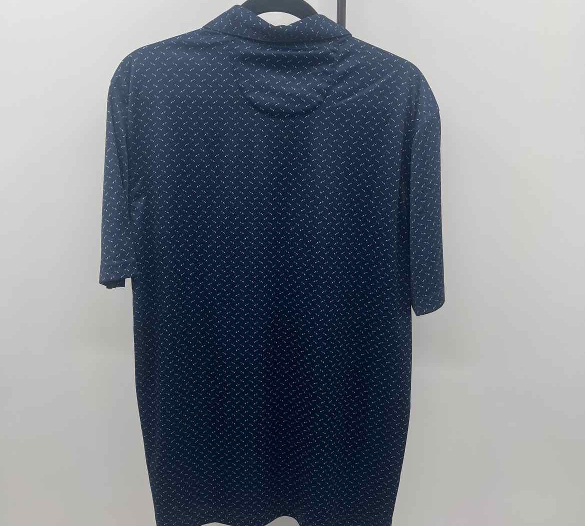 Greg Norman Men's Size L Navy Dashes Short Sleeve Shirt