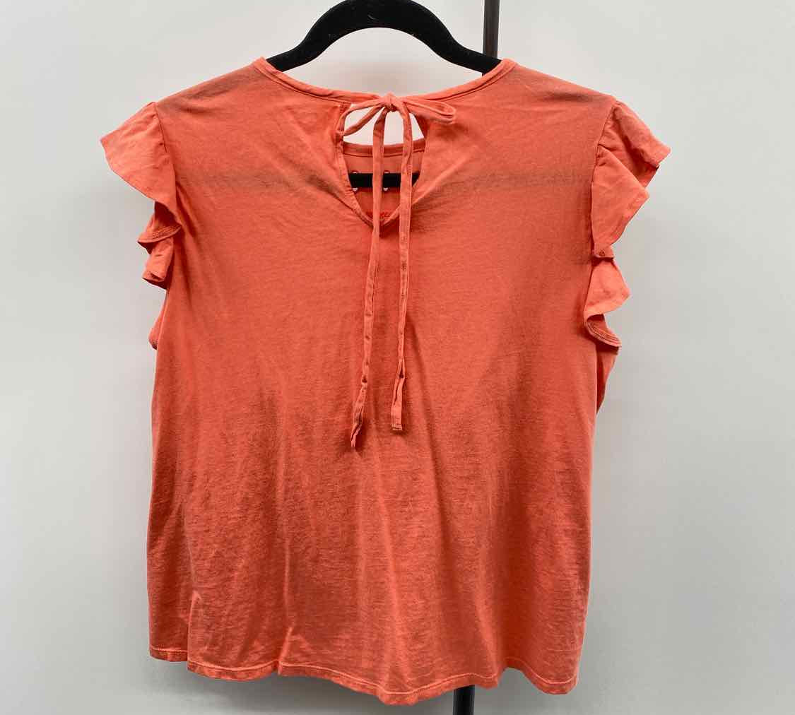 Loft Women's Size M Orange Eyelet Short Sleeve Shirt