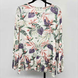 Veveret Women's Size M White Floral Long Sleeve Shirt