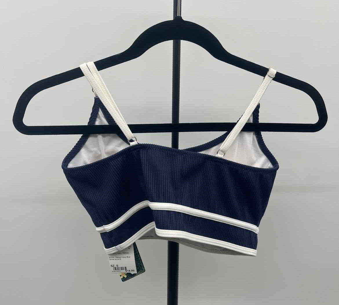 B Women's Size S Navy Ribbed Swimsuit - 2 Piece