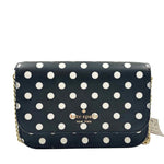 KATE SPADE Black & White CHEERS CHARMING DOT Flap-Front Crossbody Purse w/Chain Strap