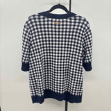 Denim & Co Women's Size 1X Navy Checkered Cardigan