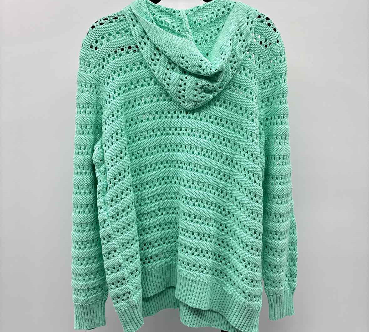 Denim & Co Women's Size 1X Green Open Weave Cardigan