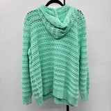 Denim & Co Women's Size 1X Green Open Weave Cardigan