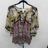 Esley Women's Size M Black Multi-Pattern Short Sleeve Shirt