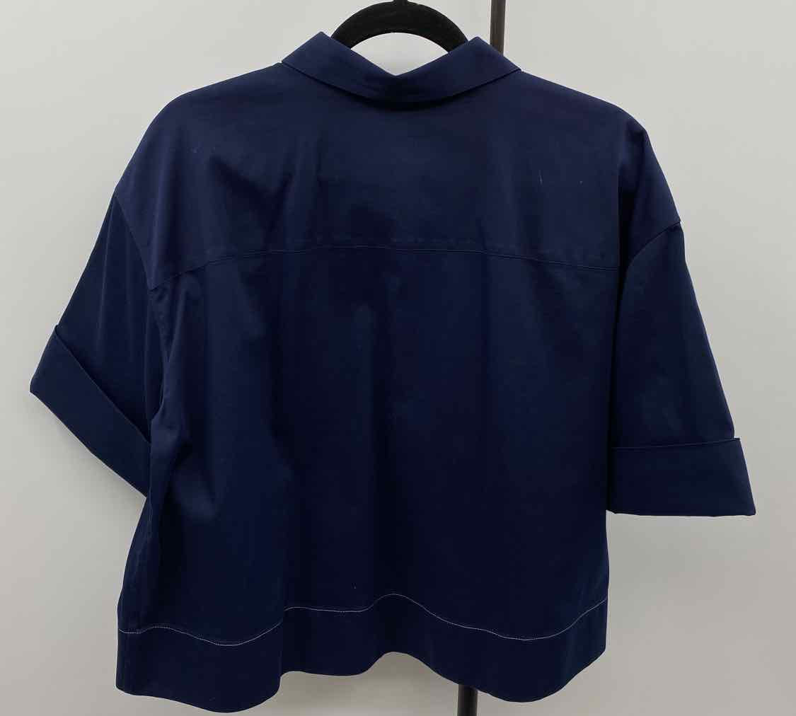 Chico's Women's Size XL Navy Solid Short Sleeve Shirt