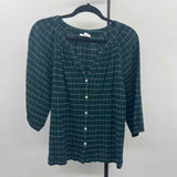 JJill Women's Size MP Green Checkered Long Sleeve Shirt