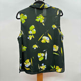 CABI Women's Size L Green Floral Sleeveless Shirt