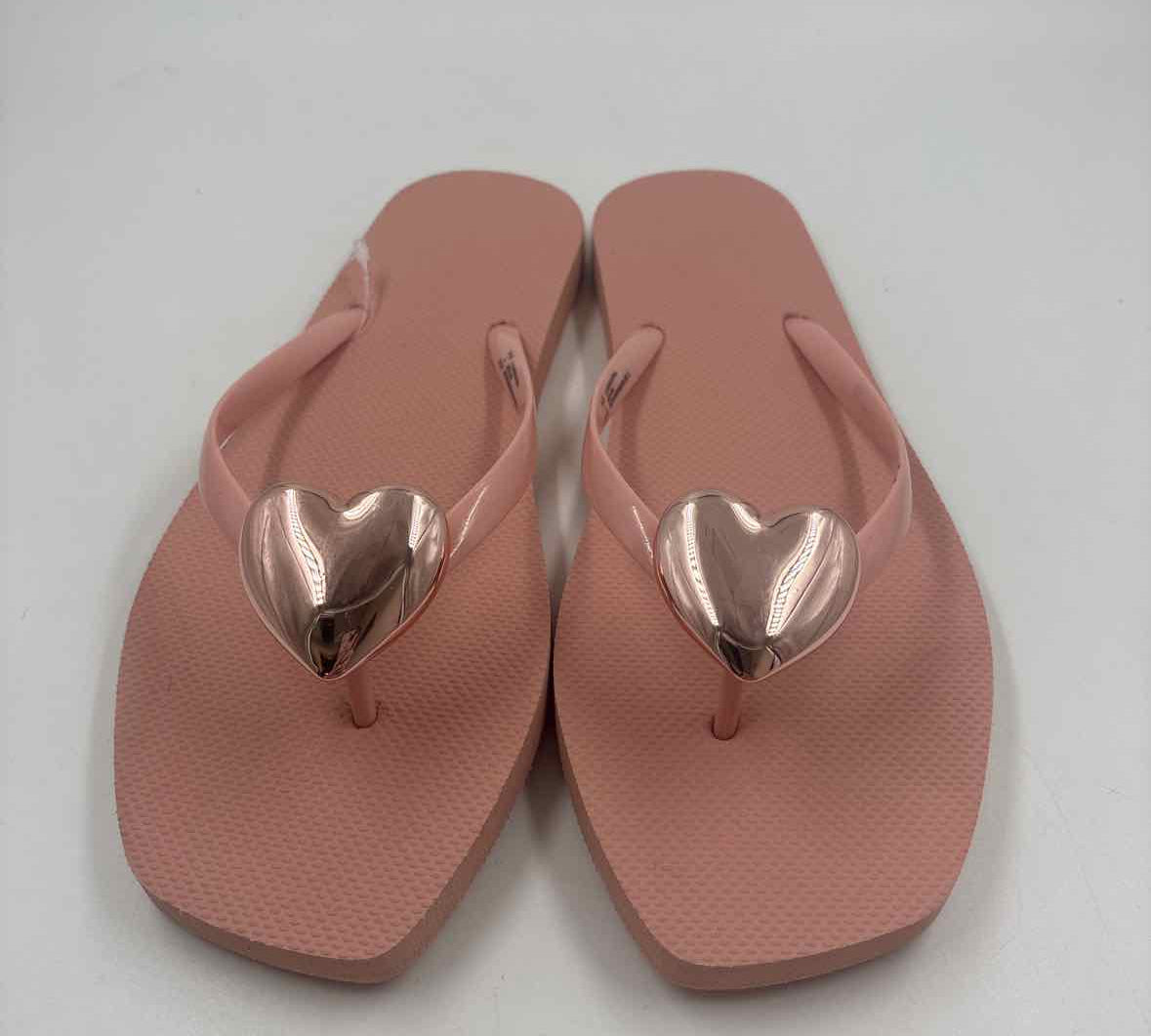 Shade & Shore Women's Shoe Size 11 Pink Hearts Flip Flops