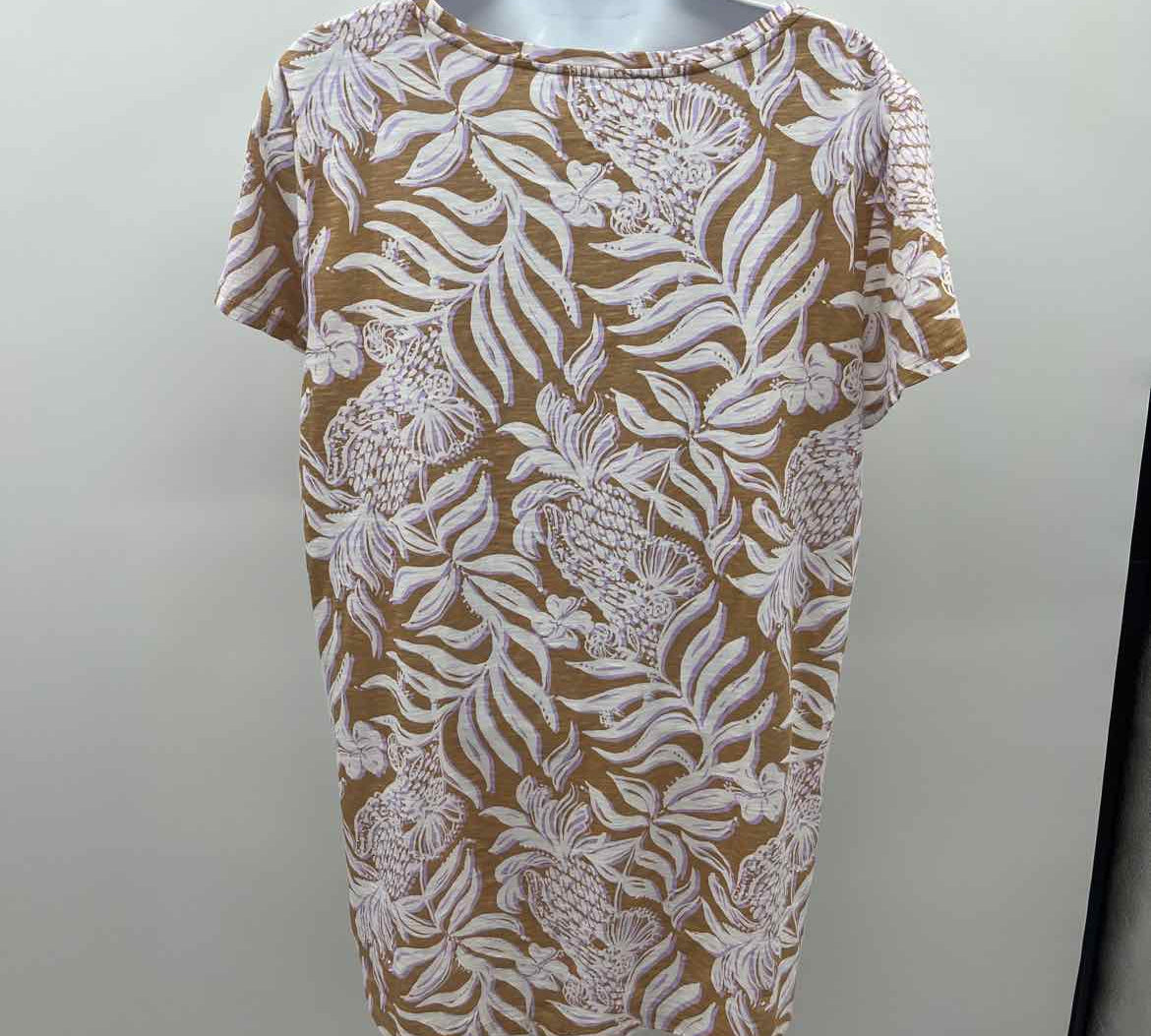Lilly Pulitzer Women's Size L Brown Floral Short Sleeve Shirt