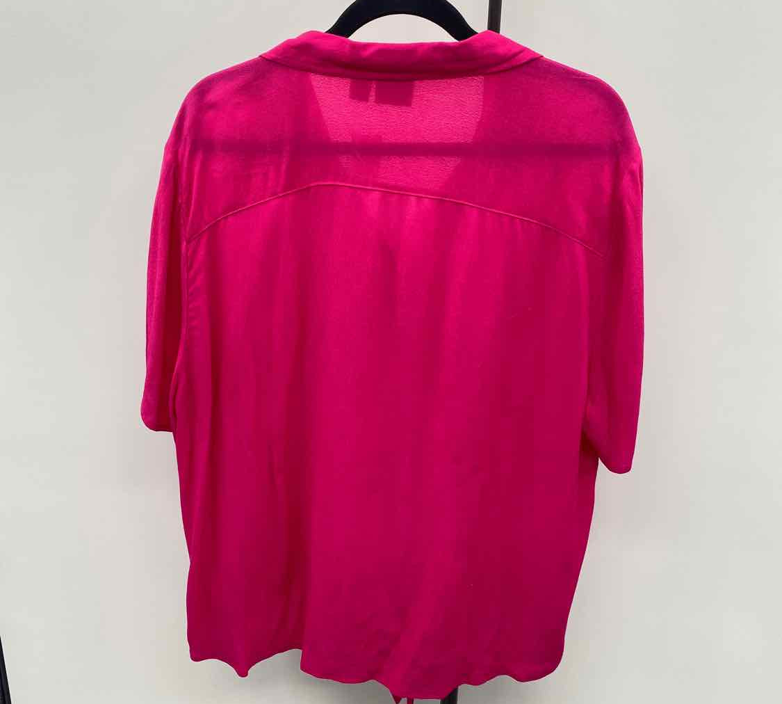 Chico's Women's Size XL Fuschia Solid Short Sleeve Shirt