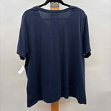 Lands End Women's Size 1X Navy Solid Short Sleeve Shirt