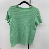 Lands End Women's Size L Green Stripe Short Sleeve Shirt