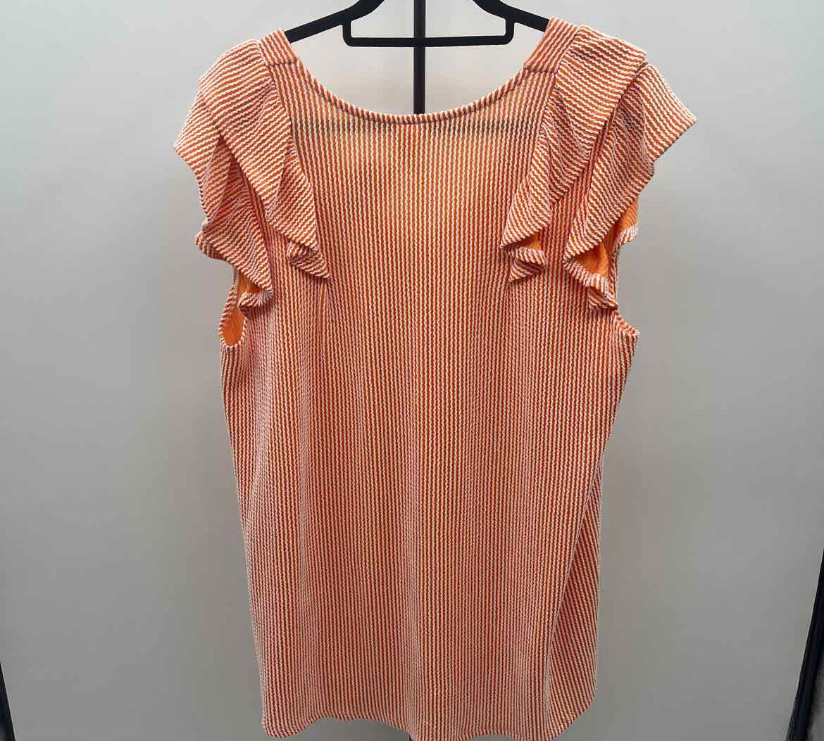 7th Ray Women's Size 1X Orange Ribbed Short Sleeve Shirt
