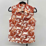 Charter Club Women's Size M Orange Paisley Sleeveless Shirt