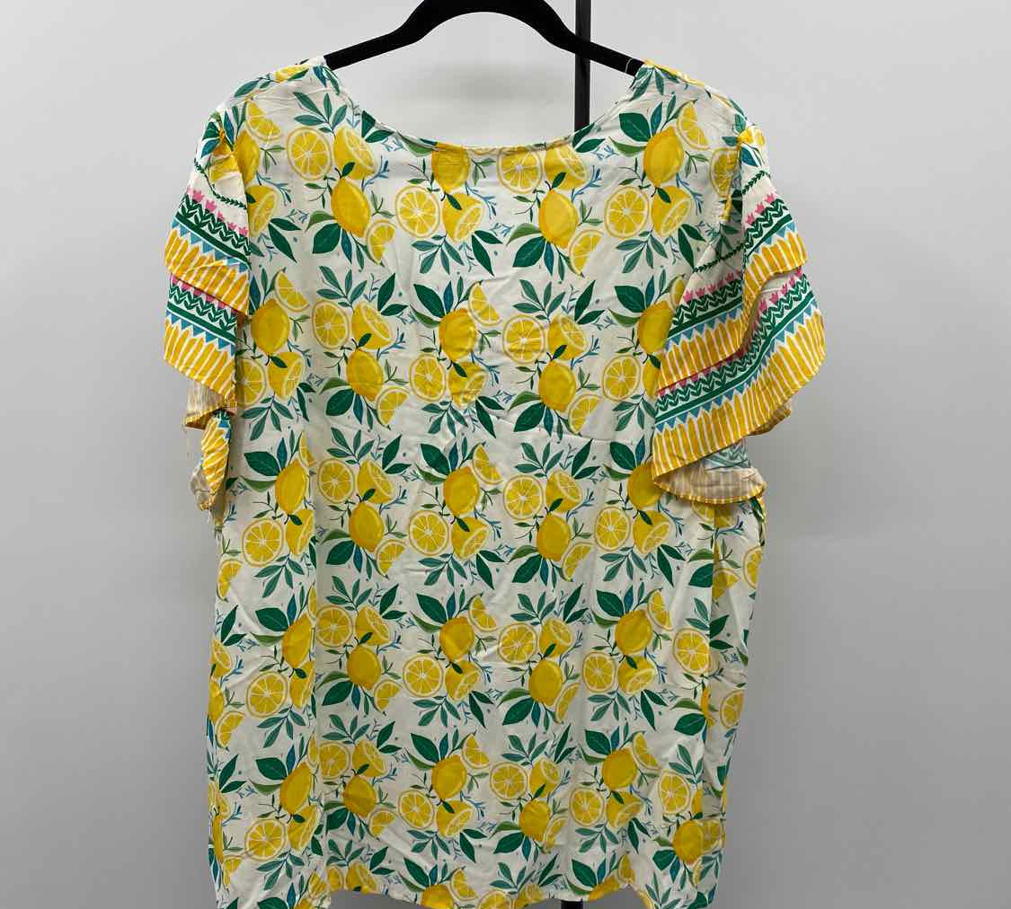 C&C California Women's Size 3X Yellow Lemons Short Sleeve Shirt