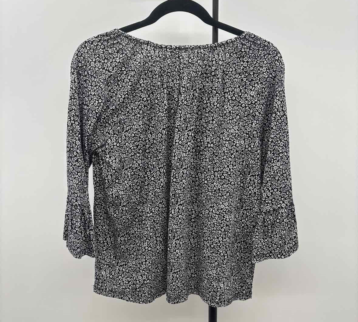 Michael Kors Women's Size M Black Floral Long Sleeve Shirt