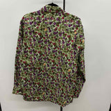 Alan Flusser Men's Size XL Green Cotton Floral Long Sleeve Shirt
