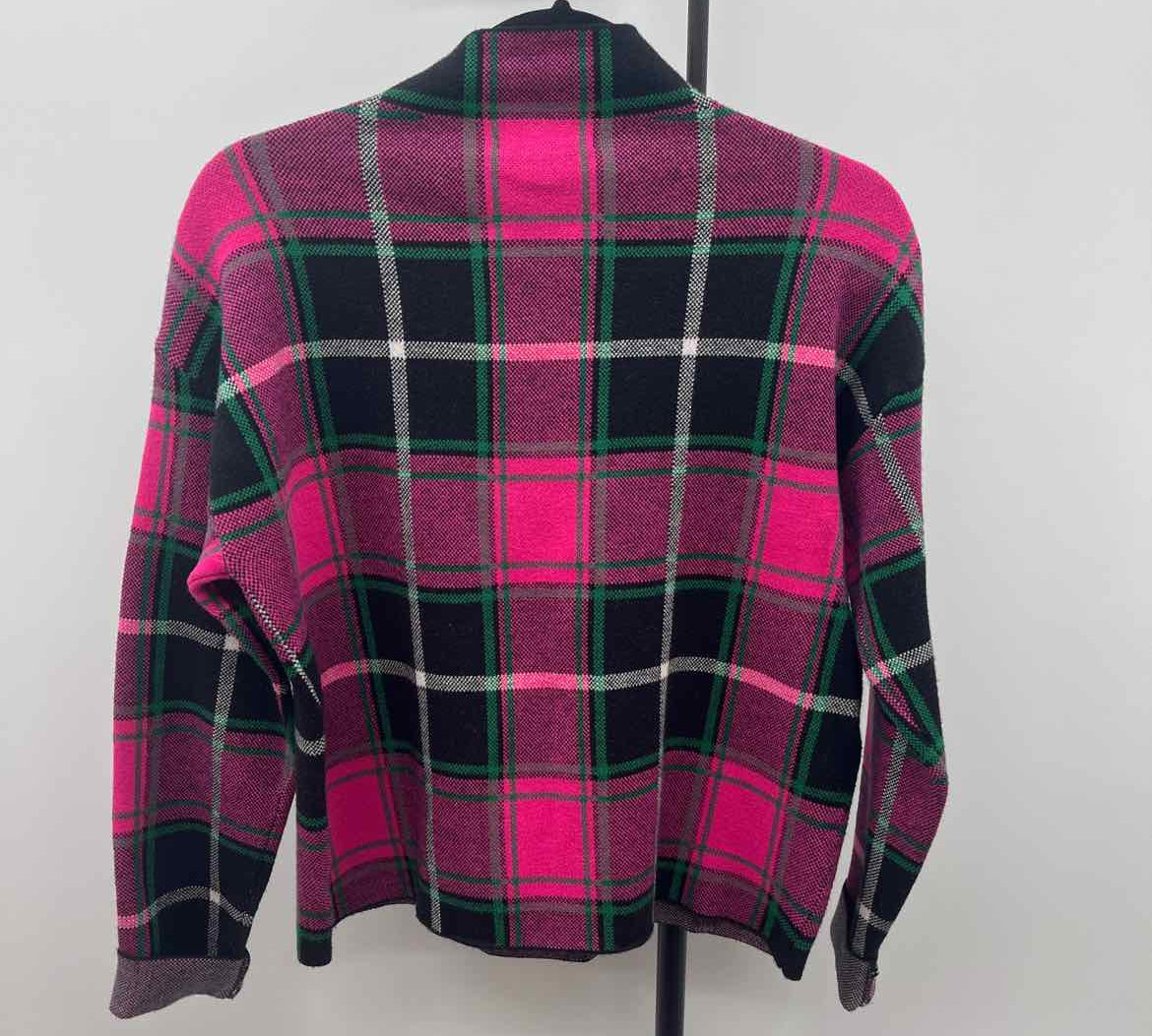 Tahari Women's Size S Fuschia Plaid Sweater