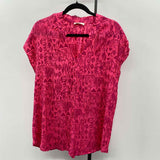 Easel Women's Size 1X Pink Aztec Short Sleeve Shirt