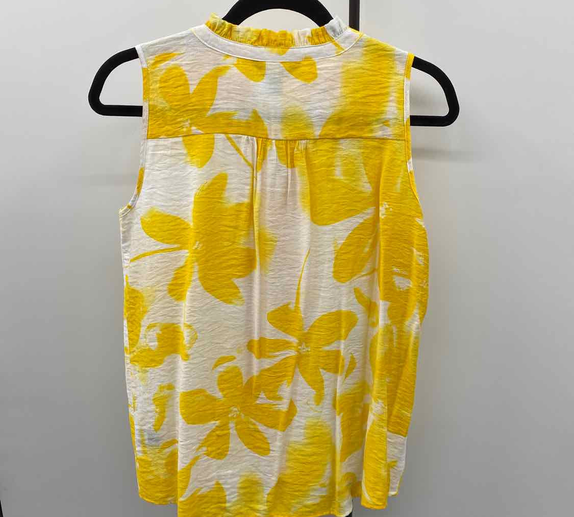 Simply Vera Wang Women's Size XS Yellow Floral Sleeveless Shirt
