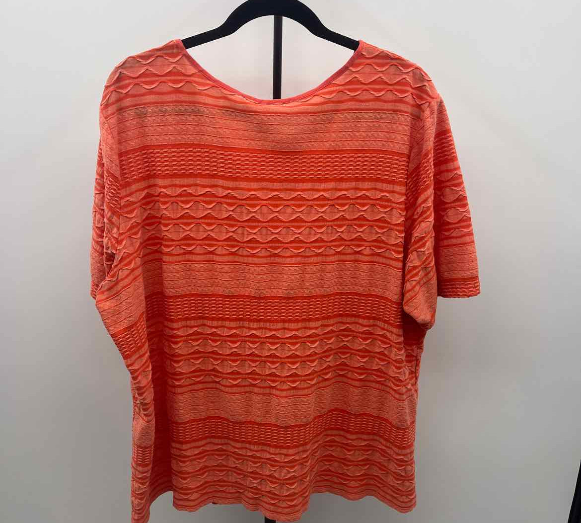 CJ Banks Women's Size 2X Orange Textured Short Sleeve Shirt