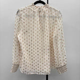 Loft Women's Size L White Spotted Long Sleeve Shirt