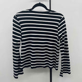 Chico's Women's Size S Black Stripe Long Sleeve Shirt