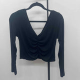 ASOS Women's Size M Black Ribbed Long Sleeve Shirt